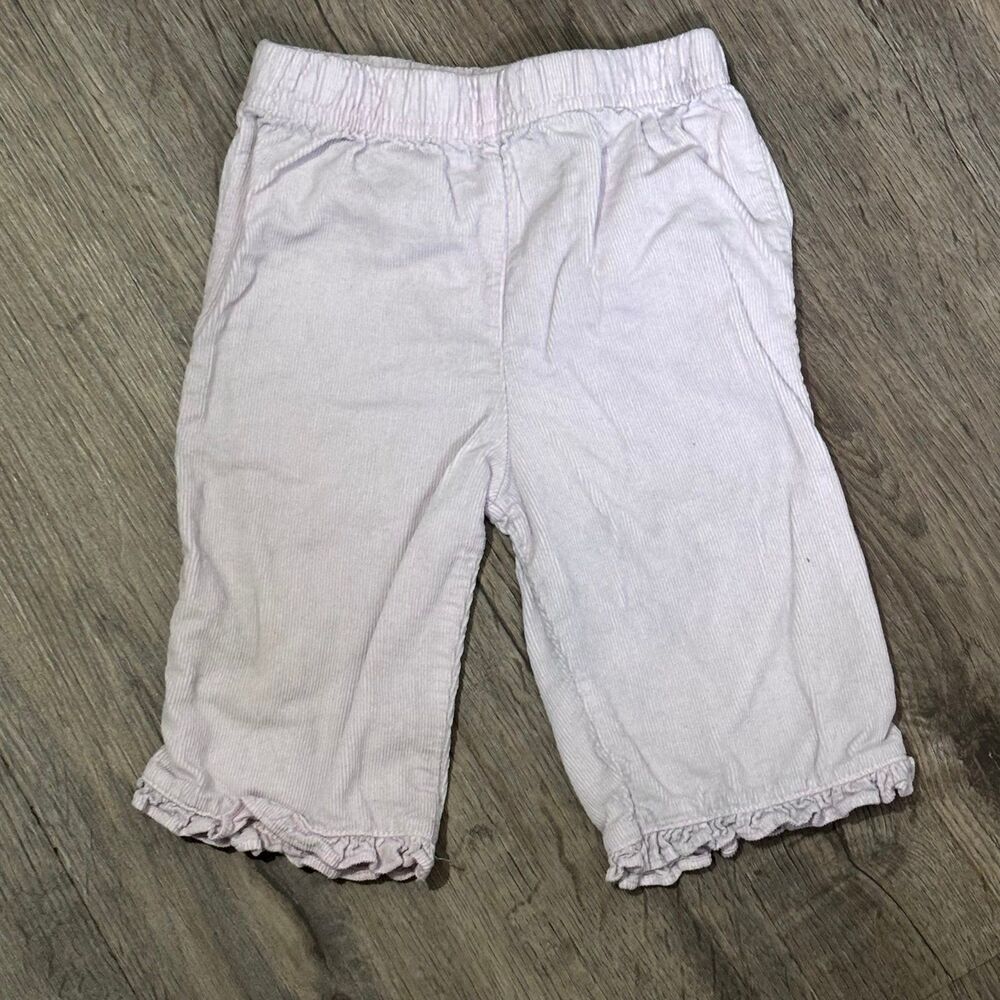 Unbranded Baby Girls Light Pink Corduroy Pants Ruffled Lace Trim Trousers 6/9M